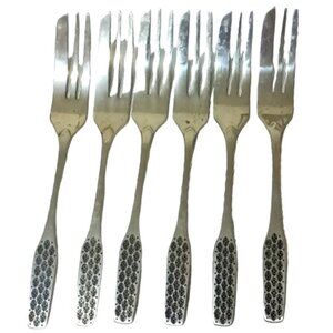 Vintage Viners Stainless Steel 'Shape' Pattern Dessert Pastry Forks Set of 6